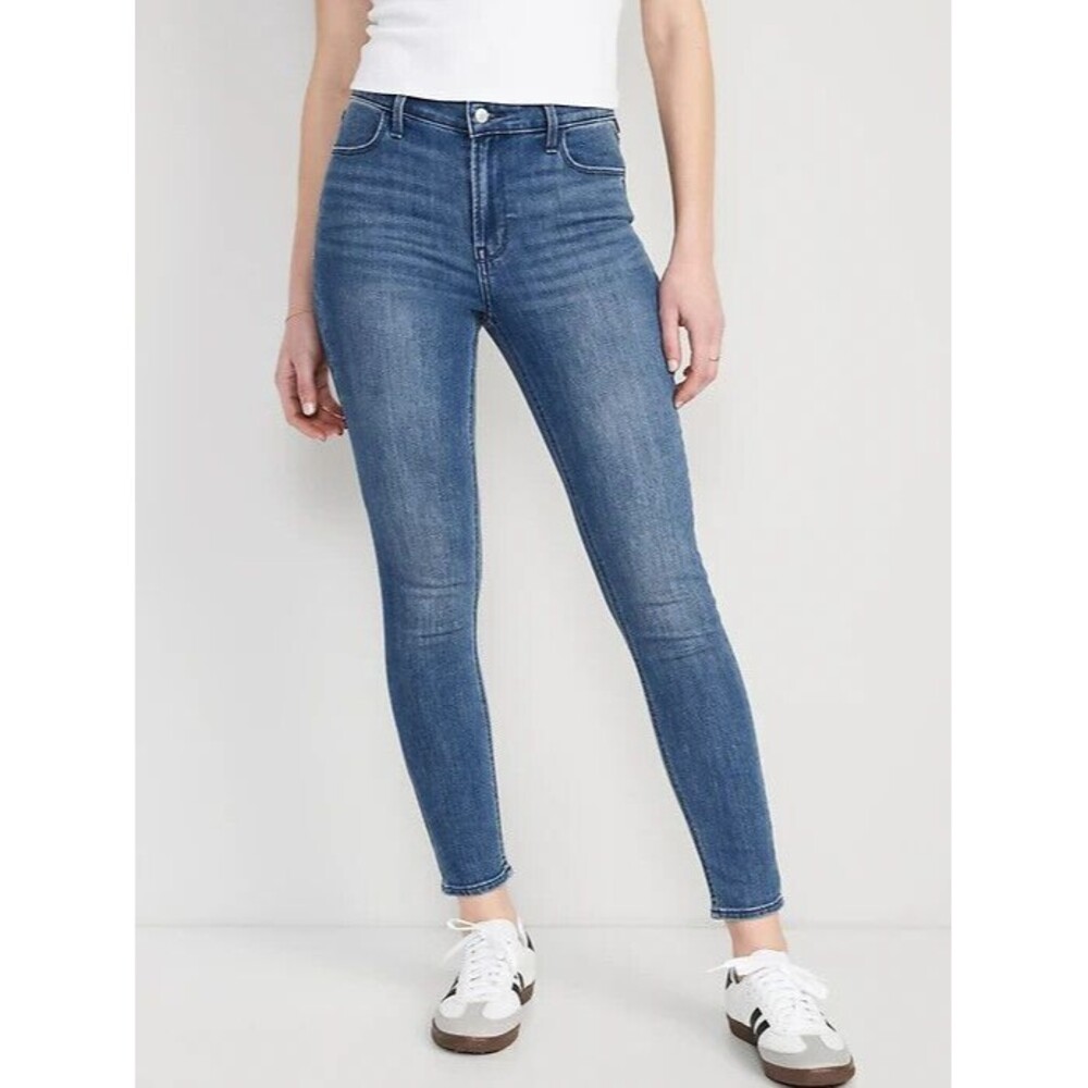 Old Navy WOW Super Skinny Ankle Jeans Womens 4 Tall Blue High Rise Stretch NEW